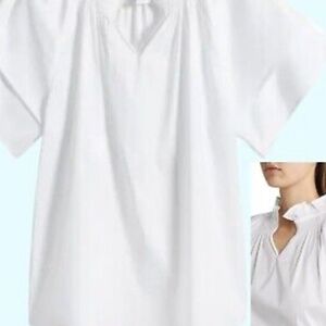 Ming Wang Ruffled stand collar flutter sleeve